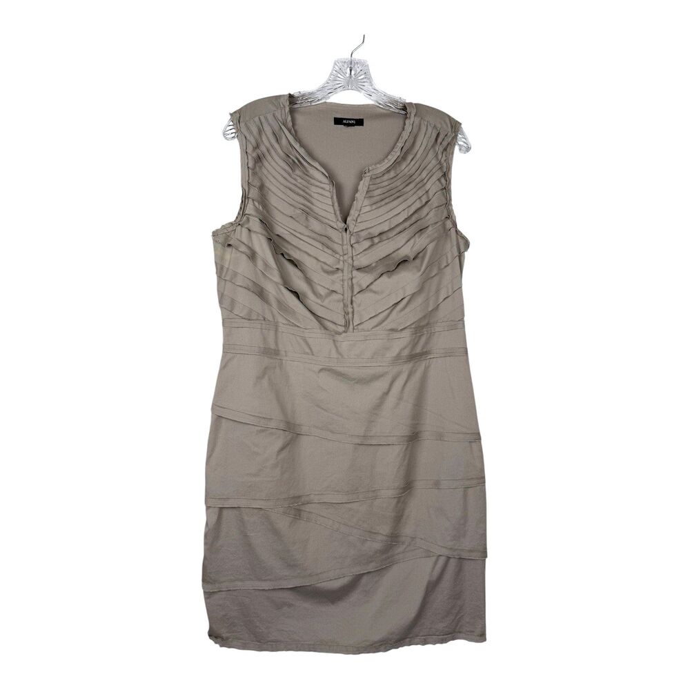 Alfani Layered Dress Size 10 Pencil Dress Beige / Gray